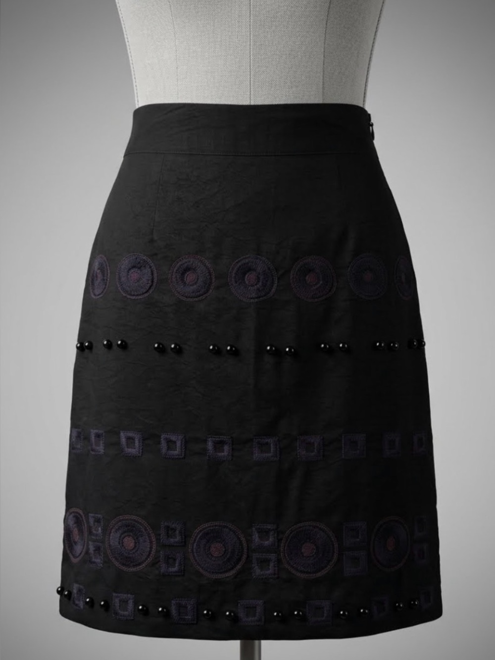 Vintage DKNY Black Embroidered & Beaded Skirt